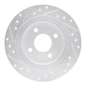 Ford Focus Brake Rotor (1) - Rear Right - R1 Concepts - Drilled & Slotted - Silver - `02-`04